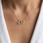 Cute Rhinestone Double Heart Necklace for Women