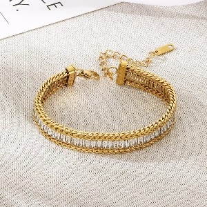 18K Gold Plated Fashion Colorful Zircon Bracelet for Women Jewelry