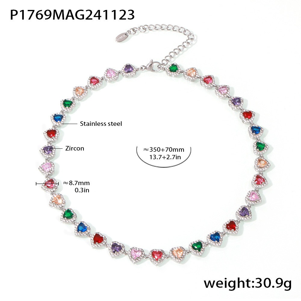 Elegant 18K Gold Plated Luxury Circle & Heart Zircon Necklace Vacation Jewelry