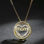Mom Heart Gold Necklace with Cubic Zirconia