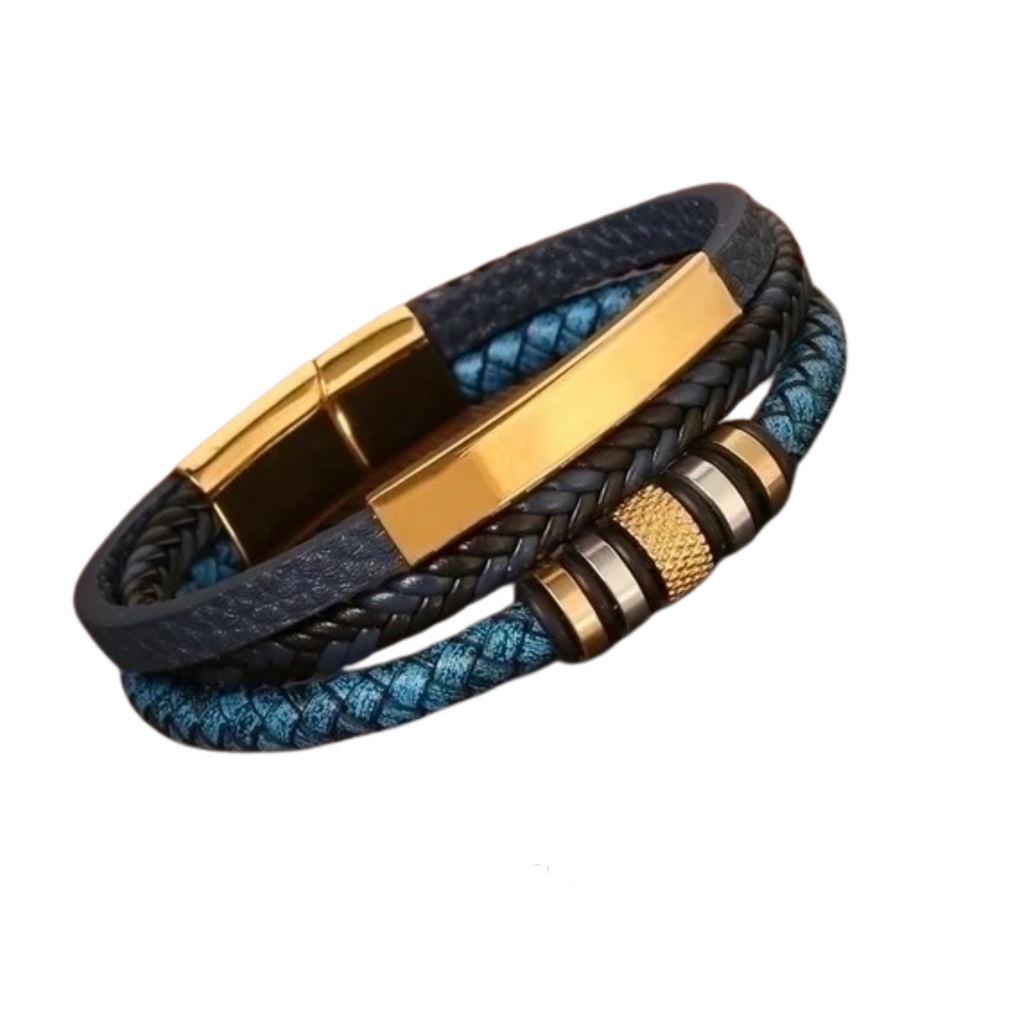 Men’s Stainless Steel Leather Magnetic Bracelet