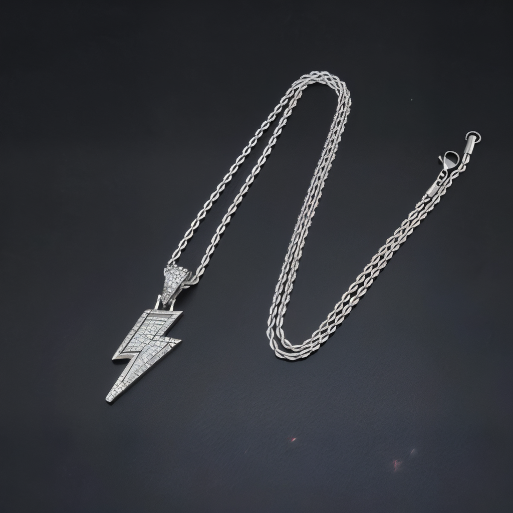 Hip Hop Lightning Bolt Rhinestone Chain
