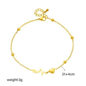 Minimalist Gold-Plated Heartbeat EKG Anklet