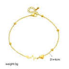 Minimalist Gold-Plated Heartbeat EKG Anklet