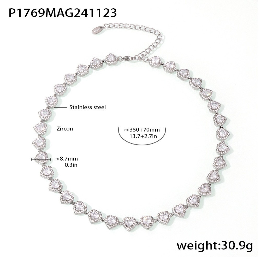 18K Gold Plated Luxury Circle & Heart Zircon Titanium Steel Vacation Jewelry