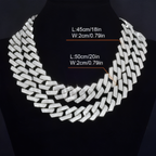 Luxury 3 Row Rhinestone Cuban Link Chain | Iced Out Zirconia Hip Hop Necklace for Men & Women