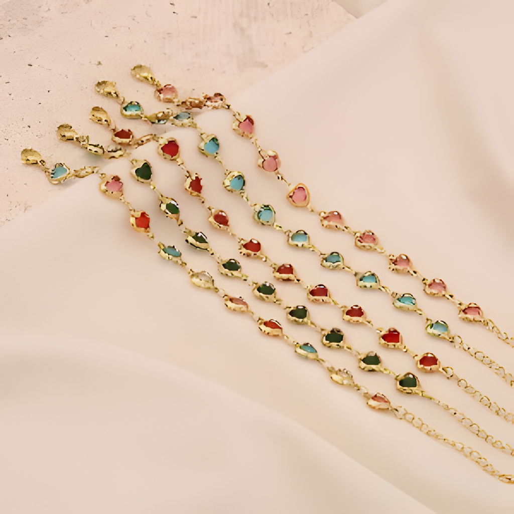Fashion Colorful Heart Bracelet Stainless Steel