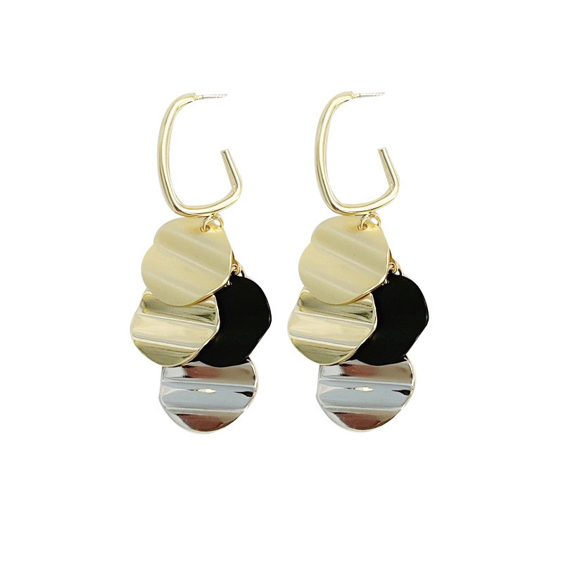 Artistic Round Color Block Drop Earrings