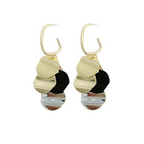 Artistic Round Color Block Drop Earrings