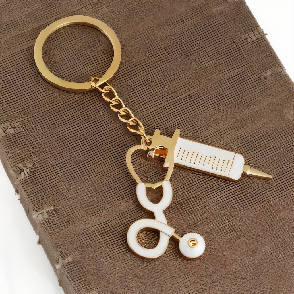 Stethoscope RN Nurse Heart Charm Keychain