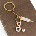 Stethoscope RN Nurse Heart Charm Keychain