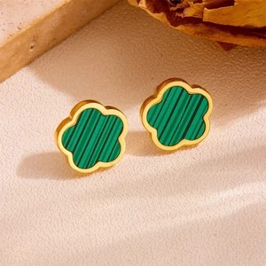 18K Gold Plated Flower Titanium Steel Earring Jewelry