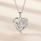 Sterling Silver Mother & Child Heart Pendant Cubic