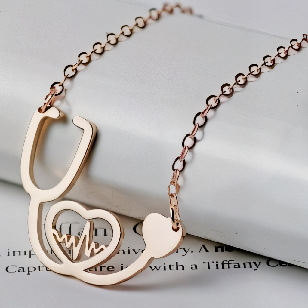 Medical Stethoscope Heart Necklace Gift
