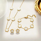 18K Gold Plated Titanium Steel Ring Bracelet & Necklace