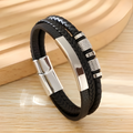Men’s Stainless Steel Leather Magnetic Bracelet