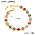 18K Gold Plated Luxury Circle & Heart Zircon Titanium Steel Vacation Jewelry