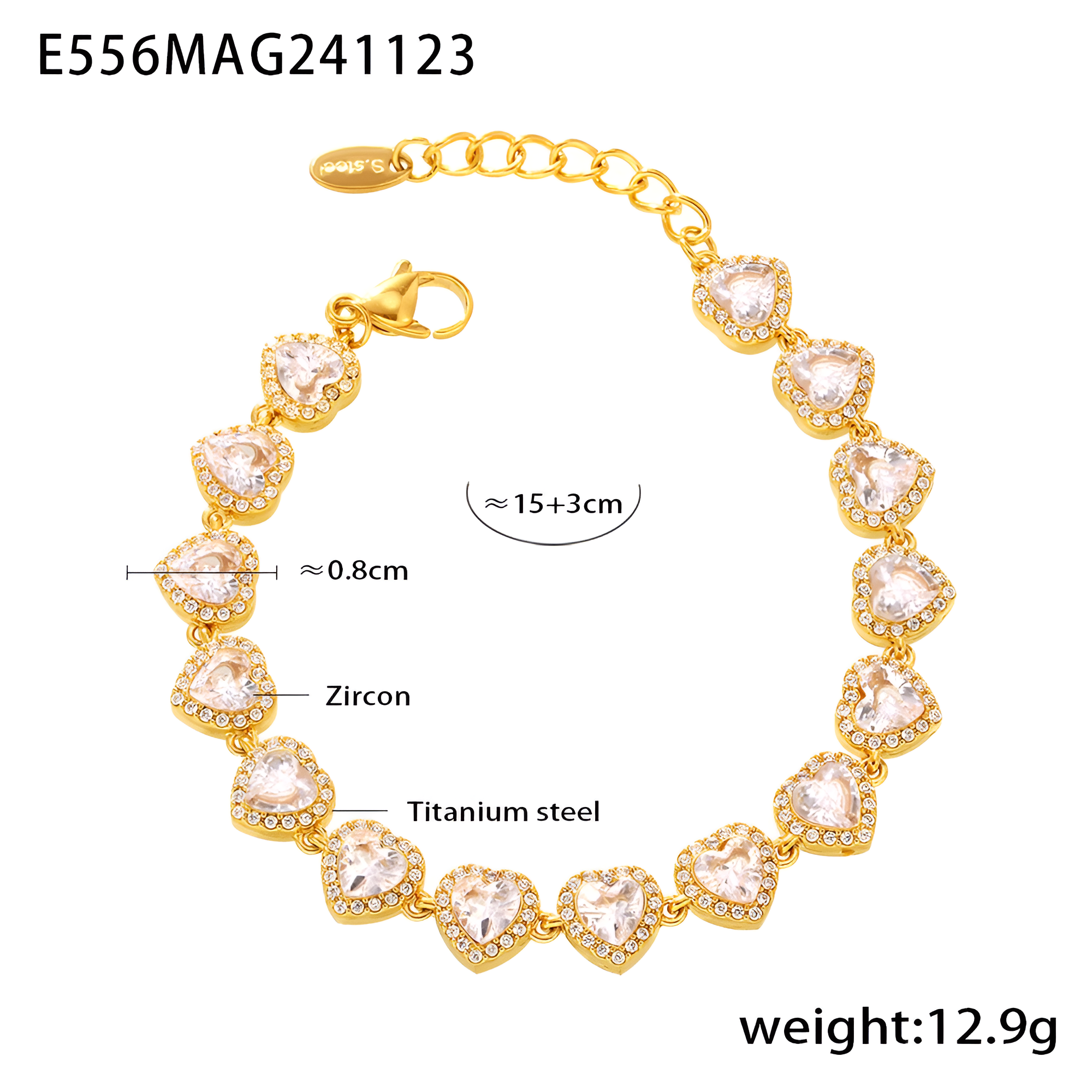 18K Gold Plated Luxury Circle & Heart Zircon