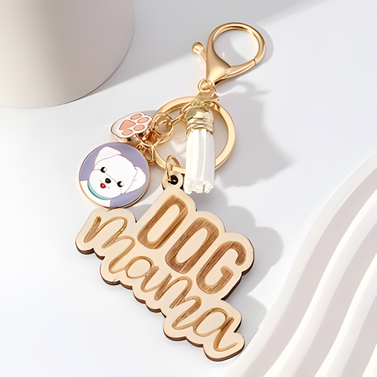 Dog Mama Charm & Tassel Keychain Gift for Pet Lovers