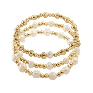 18K Gold Plated Stainless Steel Color Block Bracelet 