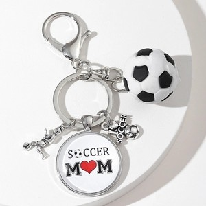 Soccer Mom Ball Player USA Italy Flag Keyring Gift