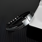Men's Multi-Layer Leather & Stainless Steel Bracelet