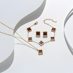 Gold Plated Women’s Flower Jewelry Set Necklace, Bracelet, Earring