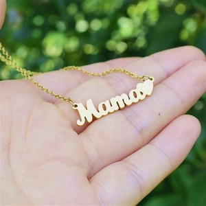 Personalized 18K Gold Plated Mama Heart Necklace