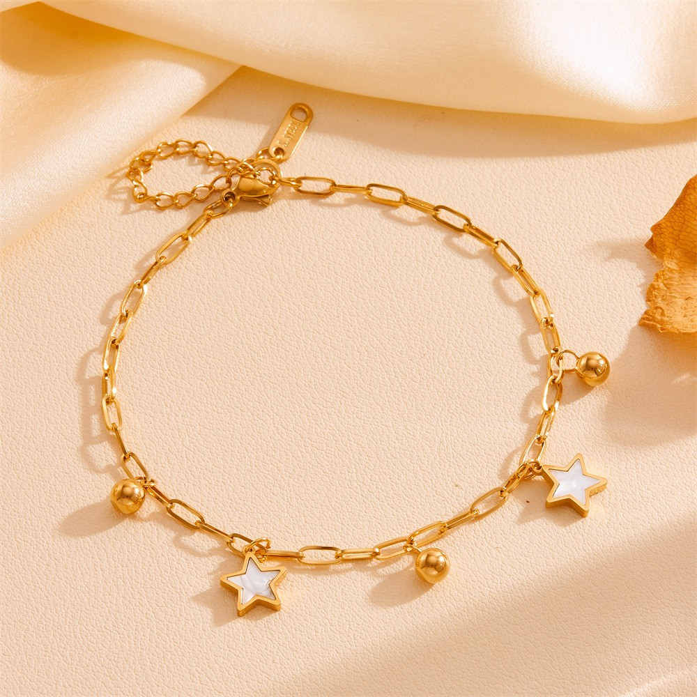18K Gold Plated Sweet Star Heart Butterfly Bracelet Acrylic Inlay Jewelry for Women