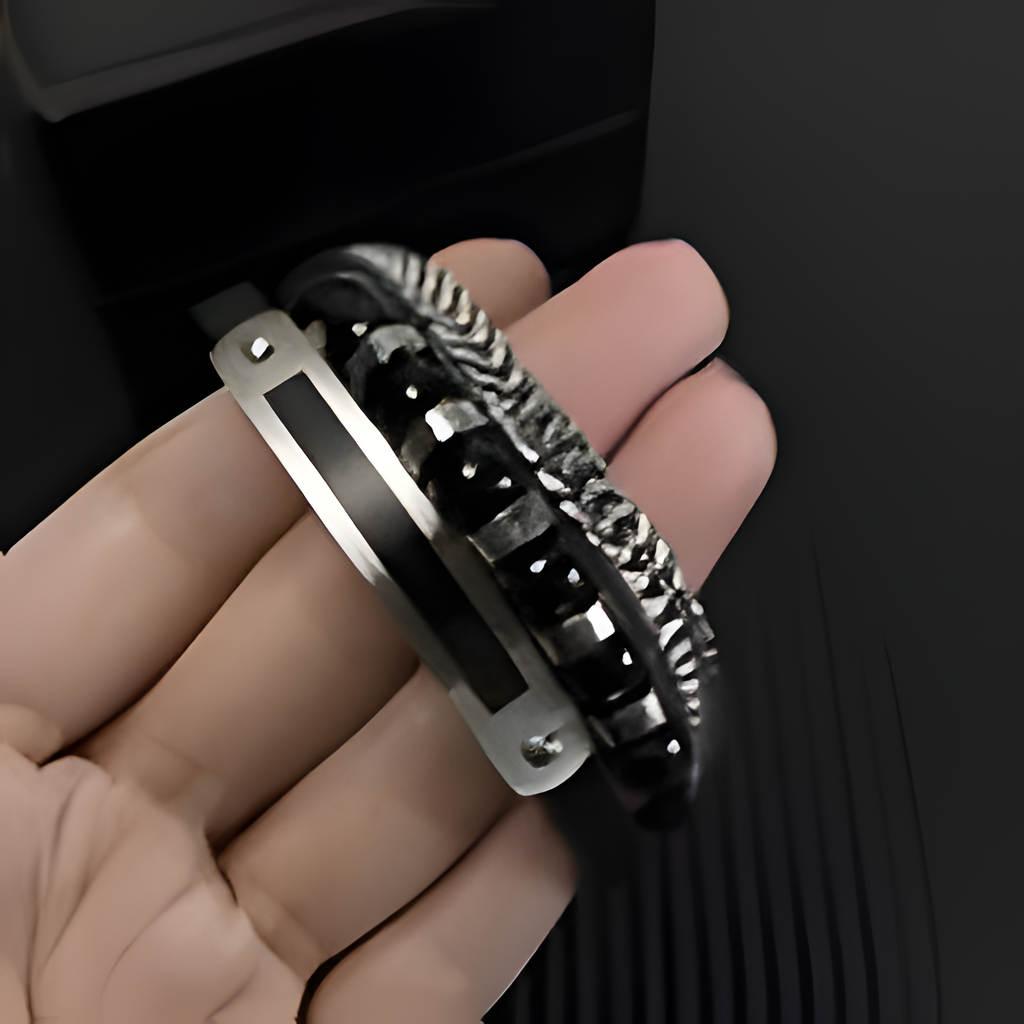 Men's Multi-Layer Leather & Stainless Steel Bracelet