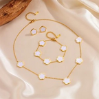 18K Gold Plated Titanium Steel Ring Bracelet & Necklace