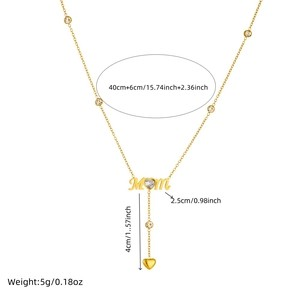 Gold Heart Zirconia Mom Necklace