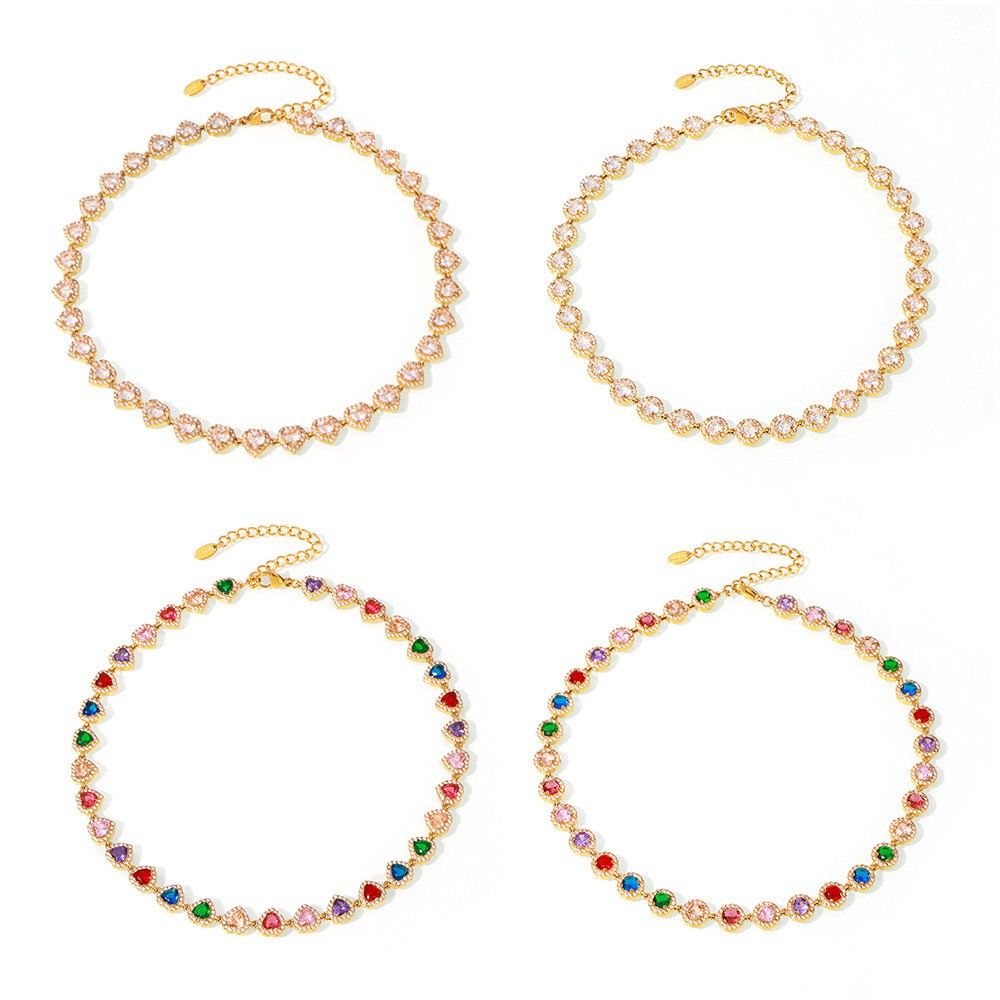 18K Gold Plated Luxury Circle & Heart Zircon Jewelry Set