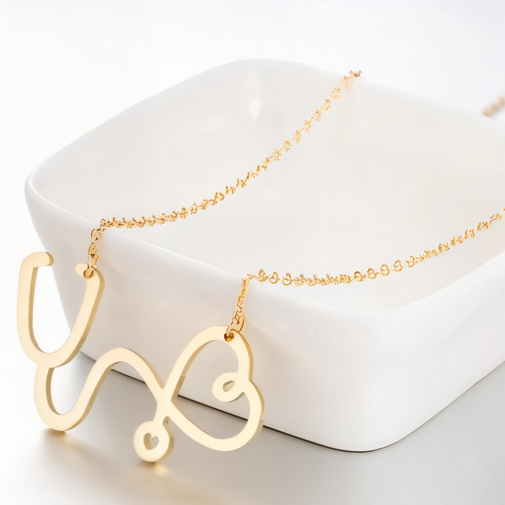 Medical Stethoscope Heart Necklace Gift