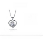 Heart Pendant Necklace Zirconia Double Layer Cross Chain