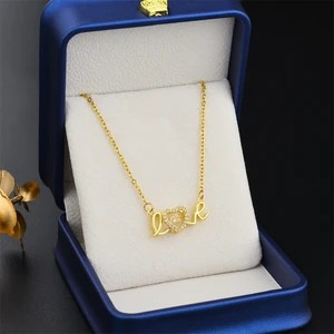 18K Gold Plated Love Geometric Necklace Titanium Steel Minimalist Jewelry for Women