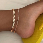 2Pcs Heart Zircon Anklets Set for Women