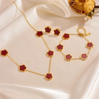 18K Gold Plated Titanium Steel Ring Bracelet & Necklace