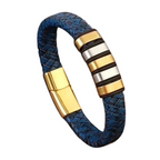 Men’s Stainless Steel Leather Magnetic Bracelet