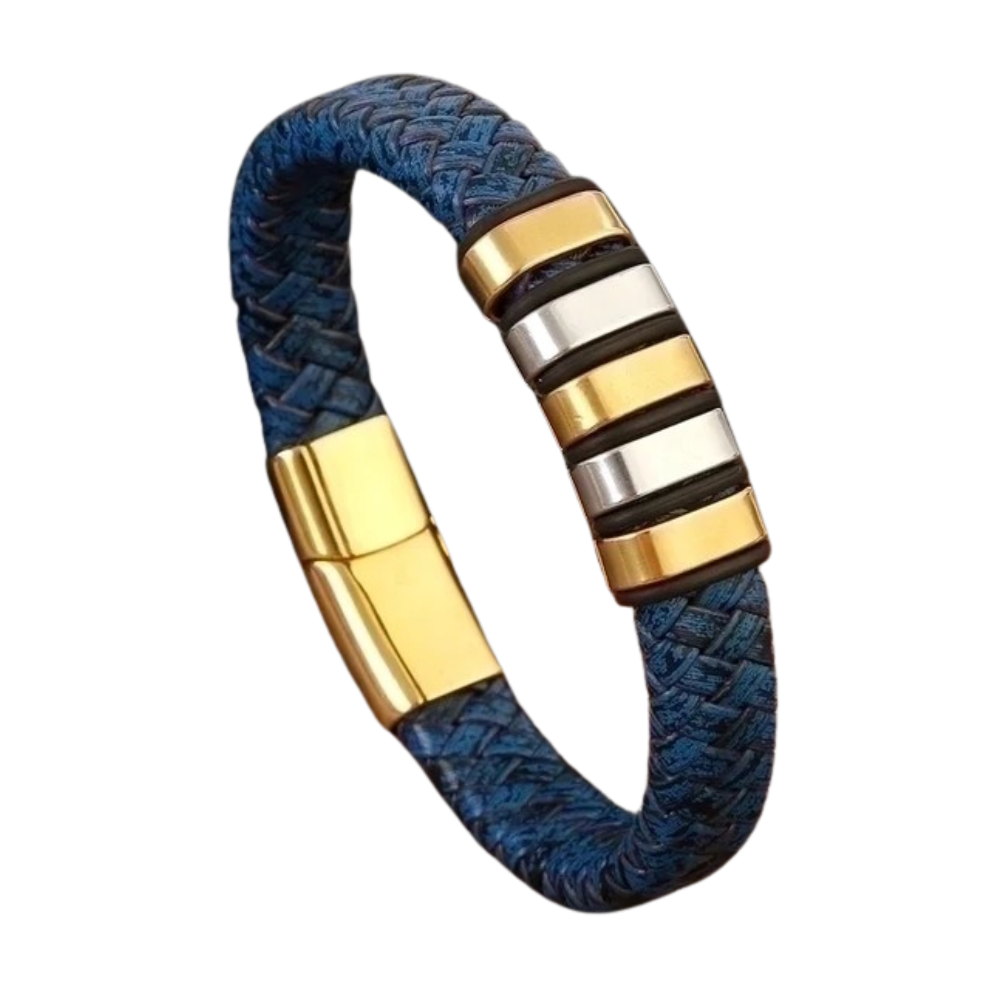 Men’s Stainless Steel Leather Magnetic Bracelet