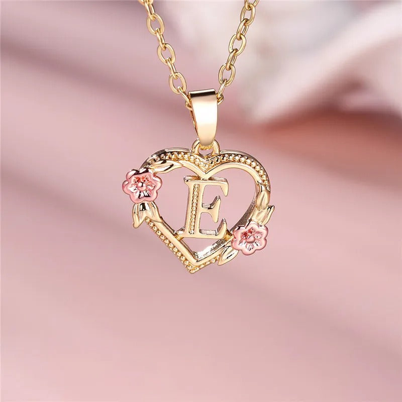 Personalized A-Z Initial Flower Pendant Necklace