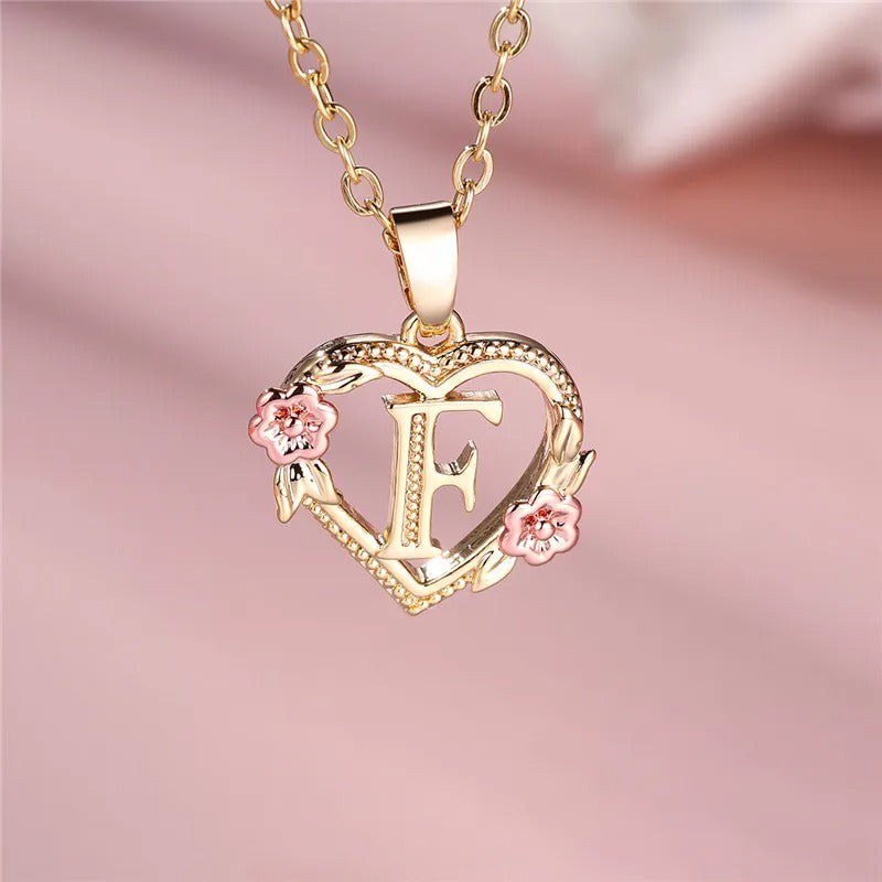 Personalized A-Z Initial Flower Pendant Necklace