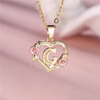 Personalized A-Z Initial Flower Pendant Necklace