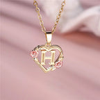 Personalized A-Z Initial Flower Pendant Necklace