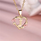 Personalized A-Z Initial Flower Pendant Necklace