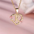 Personalized A-Z Initial Flower Pendant Necklace