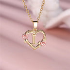 Personalized A-Z Initial Flower Pendant Necklace
