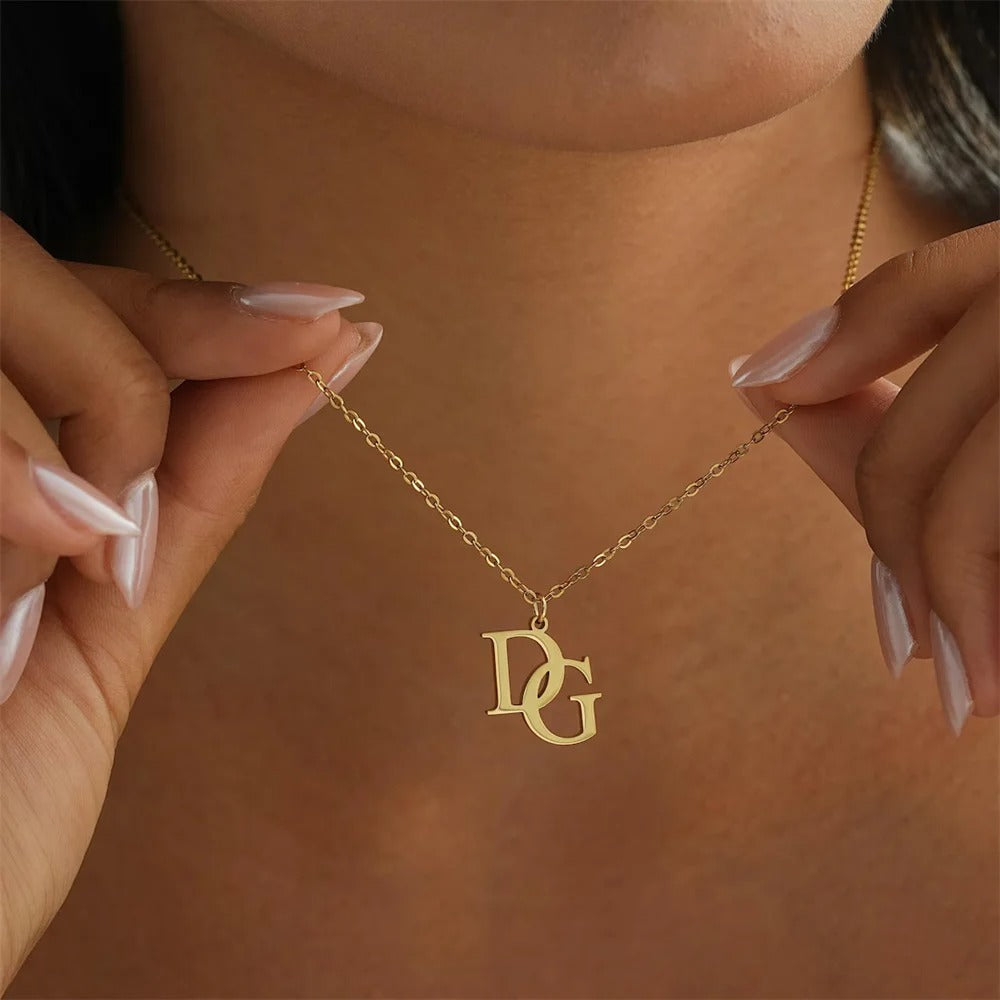Custom Initials 2 Letter Stainless Steel Necklace Choker