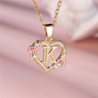 Personalized A-Z Initial Flower Pendant Necklace