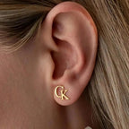 Custom Tiny Letter Initial Name Stainless Steel Stud Earrings
